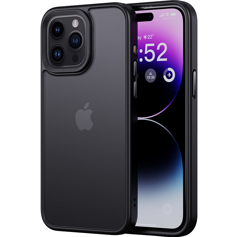 0度官方旗艦店品牌直營(yíng)蘋(píng)果15Pro手機殼iPhone15PROMAX保護套iPhone15PRO膚感磨砂殼半透明全包男女款 黑色 iphone15