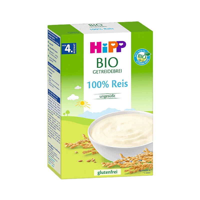 喜宝（HiPP）[官方授权]婴幼儿有机辅食宝宝奶糊5种谷物小米粉小麦营养易消化 大米米粉 5个月以上 200g*1盒