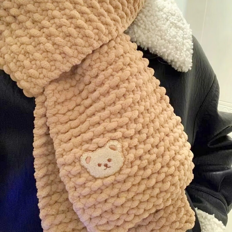 【粗线】卡其色 材料 教程 【竹针编织】3团大份量 标准成人