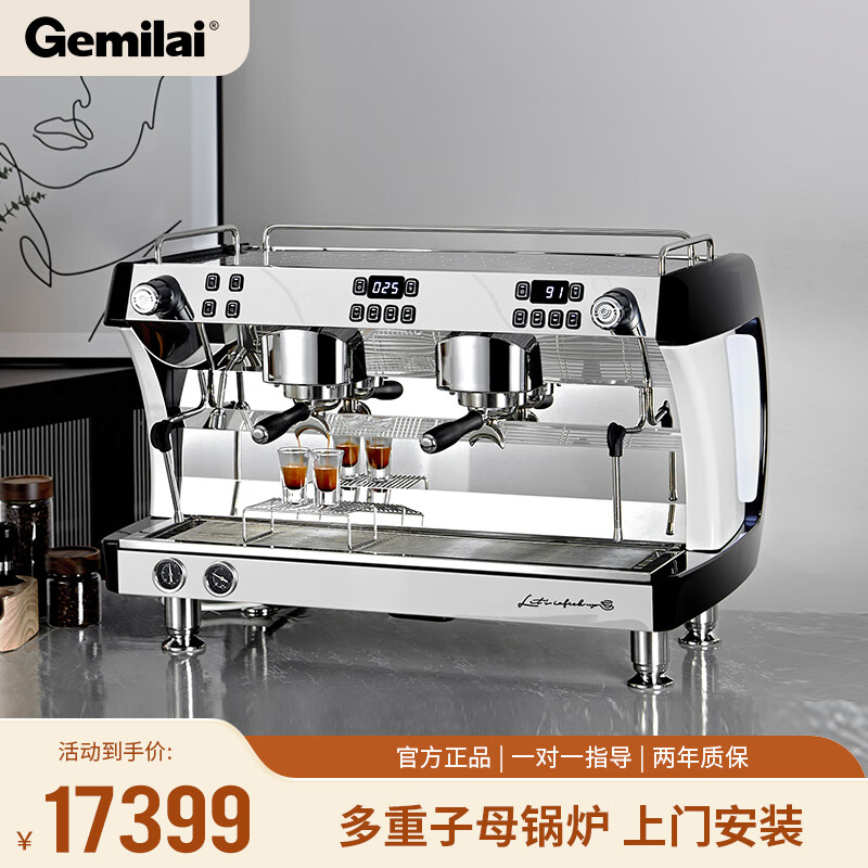 格米莱（GEMILAI） CRM3101 CRM3201双头半自动咖啡机商用专业意式泵压高压蒸汽 黑色双头
