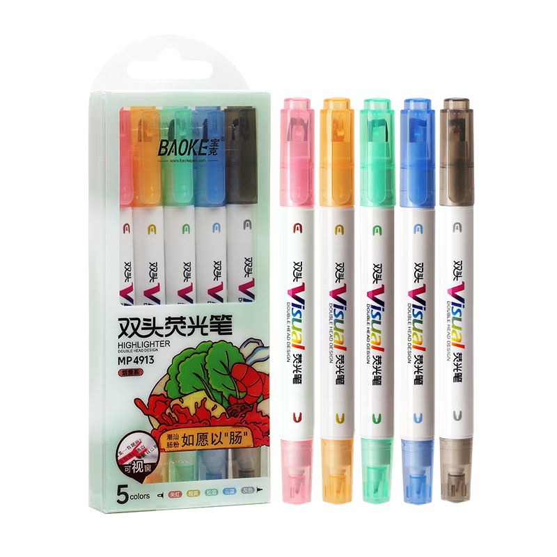 ���ˣ�BAOKE��˫ͷӫ��� ѧ�����Ը�ϰ�ص���Ŀ��Ǳ� ��ɫˮ�ԼǺű� ѧϰ�칫�ľ� ������ ��˫ͷ�ٸ� �׺�ϵ ���Ӵ���5֧/�� MP4916 ����ӫ���