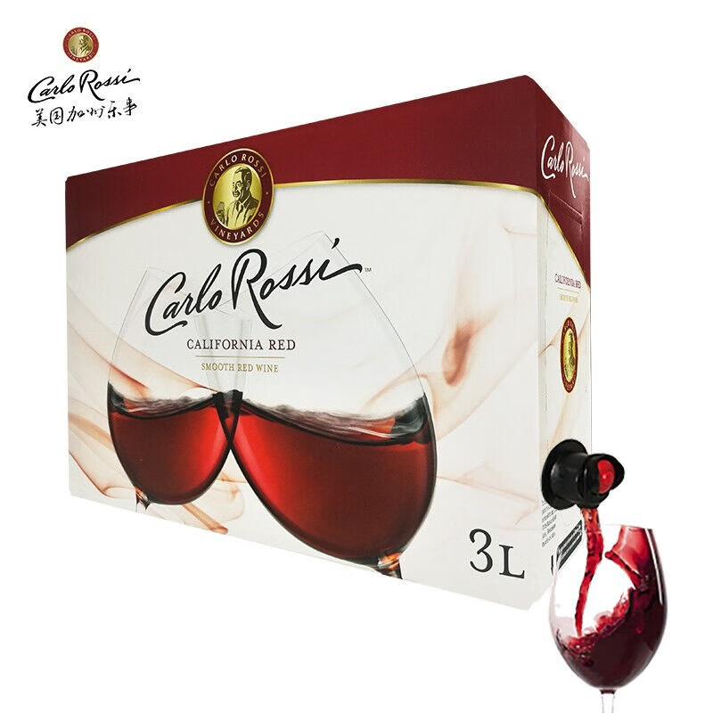 加州乐事 美国原瓶原装进口 半干红甜葡萄酒红酒 3L大容量礼盒装 柔顺红