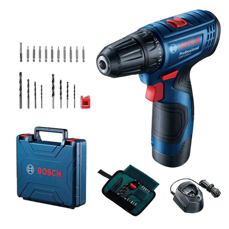 博世（BOSCH） 手電鉆充電電鉆電動(dòng)螺絲刀鋰電池家用工具箱全套套裝GSR120-LI 【3.0Ah×1塊電池+20支附件套】