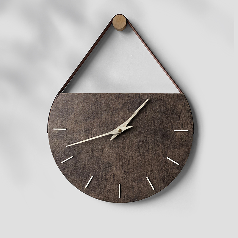 KOLYMAX创意石纹木制会议室背景挂墙钟客厅挂钟家用石英钟卧室简约钟表 深色 12寸 40*31CM 京东折扣/优惠券