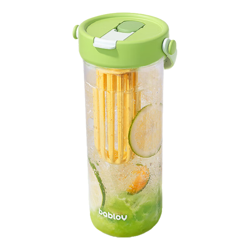 BABLOV花伴森水杯女大容量高颜值便携tritan茶水分离泡茶吸管杯600ml
