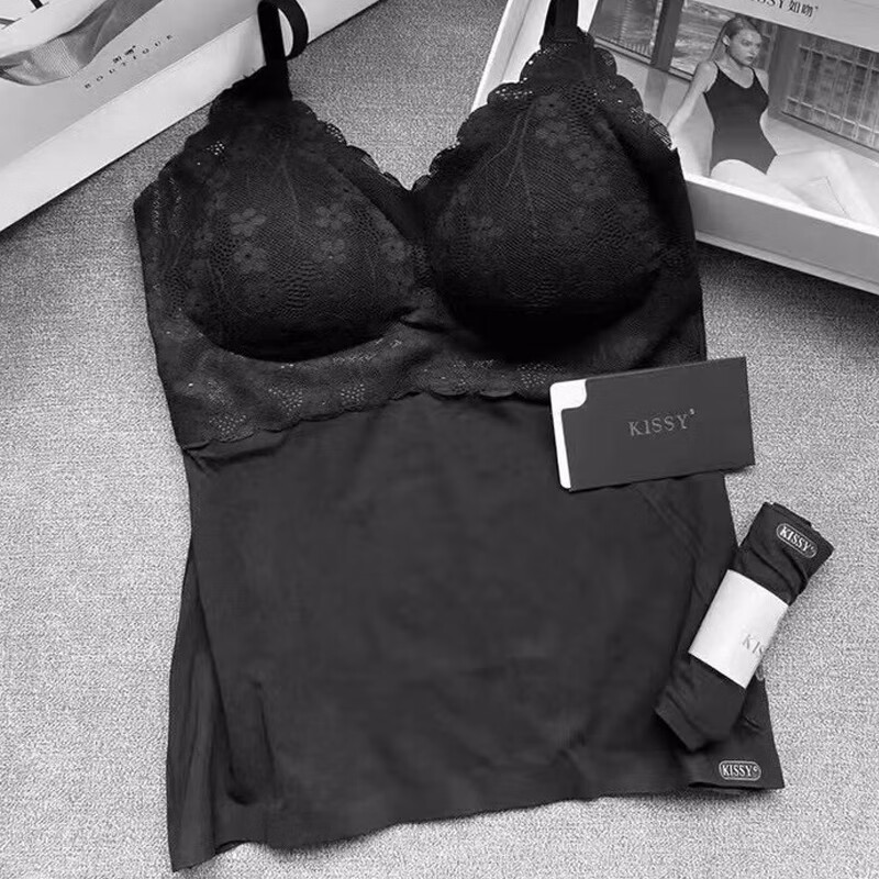 kmkakissy如内衣女蕾丝长款黑色白色运动无痕无钢圈聚拢吻防下垂文胸