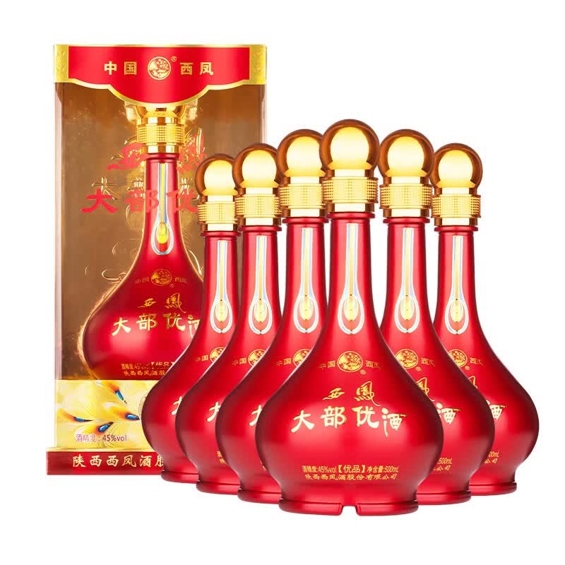西凤酒 大部优 优品 45度浓香型 喜庆红瓶白酒整箱 陕西产大部优优品