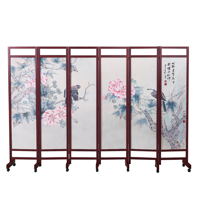 成爵 中式屏风实木隔断墙办公室折叠移动酒店 家用客厅遮挡玄关 1.8m高单扇