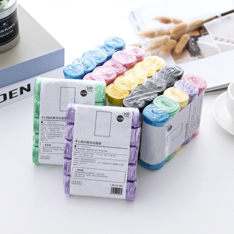 佳曼（JIAMAN）垃圾袋平口式家用办公一次性厨房宿舍彩色中号垃圾袋点断式 5卷100只 随机色