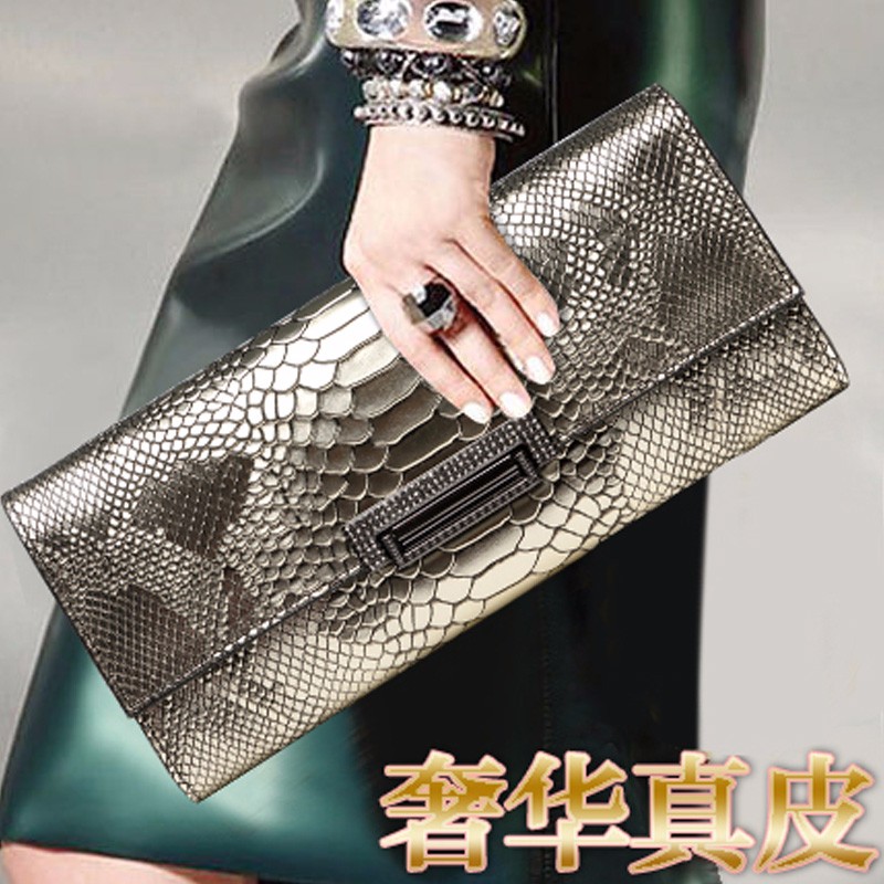 絲芙倫2024新款真皮手拿包女時尚氣質(zhì)晚宴旗袍手包名媛包鏈條單肩小包 金色小號
