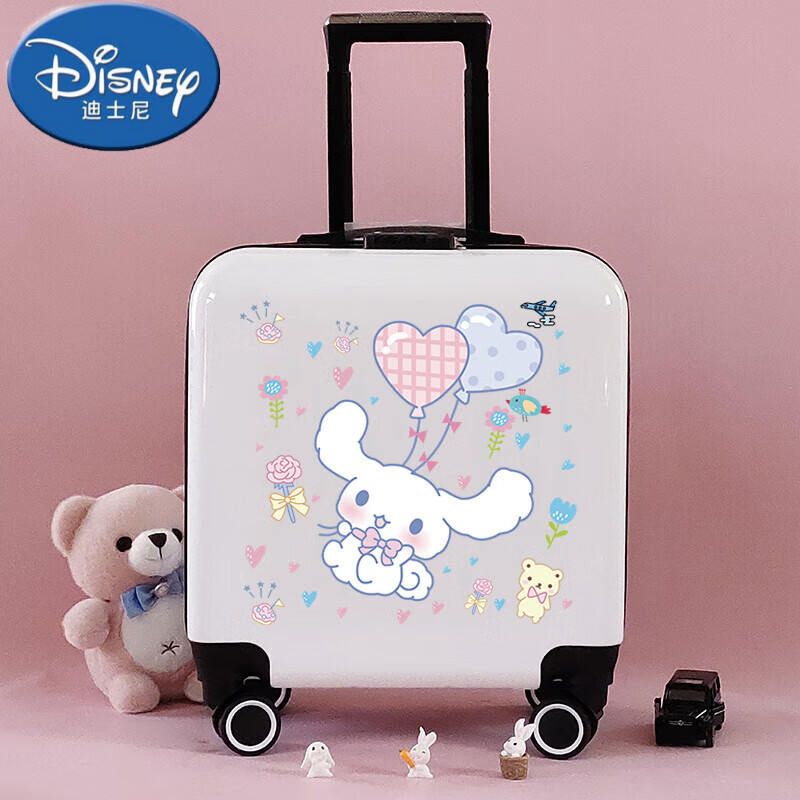 迪士尼（Disney）高檔新款兒童拉桿箱男女寶寶手提旅行箱庫洛米卡通定制密碼行李箱 白色[愛心氣球] 20寸[升級款-拉鏈隔層]