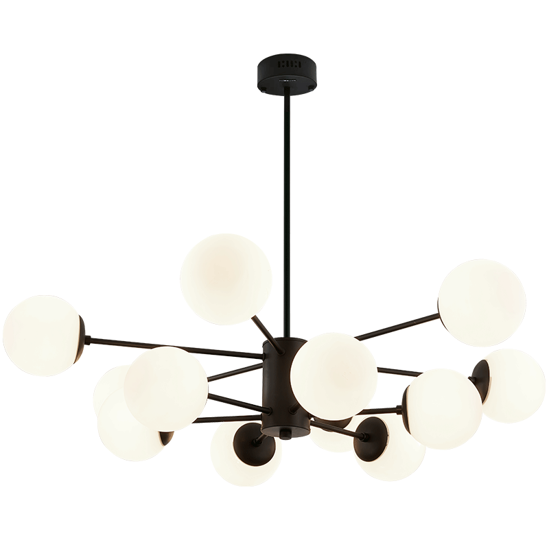 雷士照明(NVC)北欧魔豆吊灯简约创意分子灯大气客厅灯网红现代灯饰套餐 魔豆雅黑12头网红北欧分子灯【90瓦LED智能款】