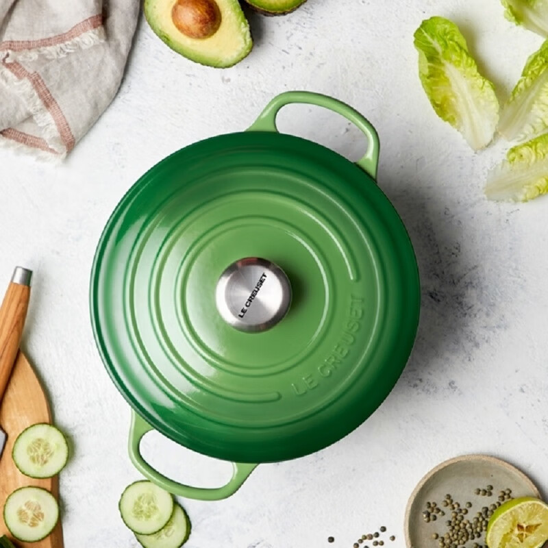 酷彩(le creuset) 铸铁珐琅锅s级20cm圆形汤锅炖锅 翠竹绿