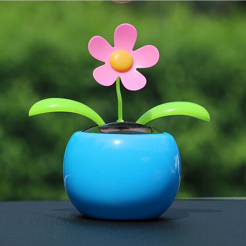 用品大全小车内饰品摆件摇头转动创意车载装饰品大全 蓝色太阳花&gt