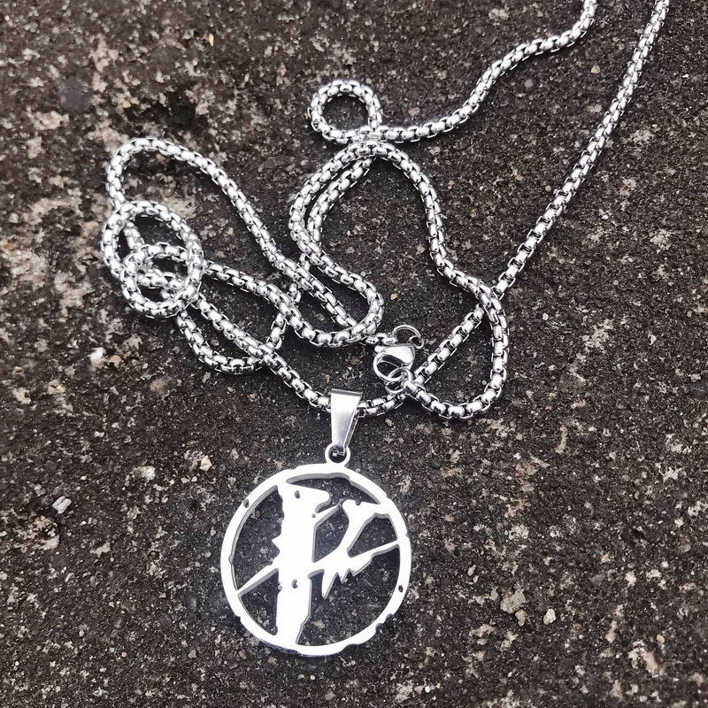潮牌vlone藤原浩闪电联名项链男女嘻哈朋克钛钢吊坠 学生时尚饰品