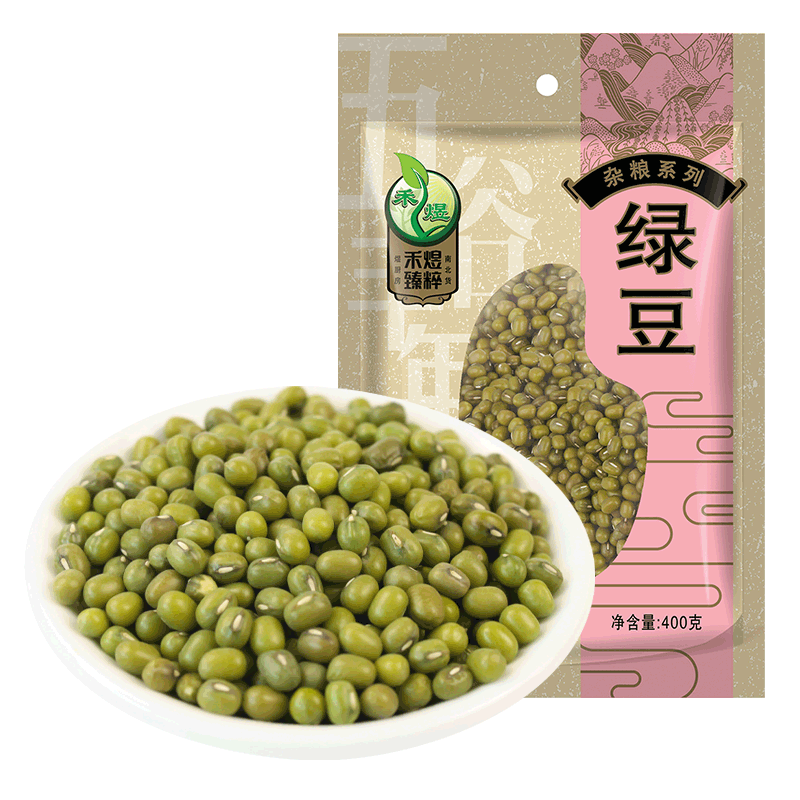 禾煜 脫皮綠豆400g/1kg 有機綠豆1250g 綠豆湯粥解暑可脫皮去皮綠豆仁 綠豆1000g