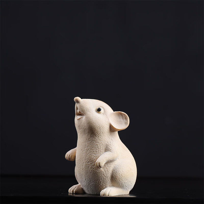 黄杨木雕生肖鼠手把件可爱仓鼠办公桌面萌宠创意摆件雕刻工艺礼品