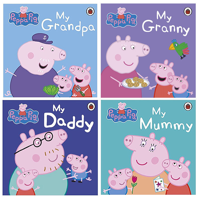 【预售】小猪佩奇peppa pig英文绘本4册套装 我的爷爷奶奶爸爸妈妈