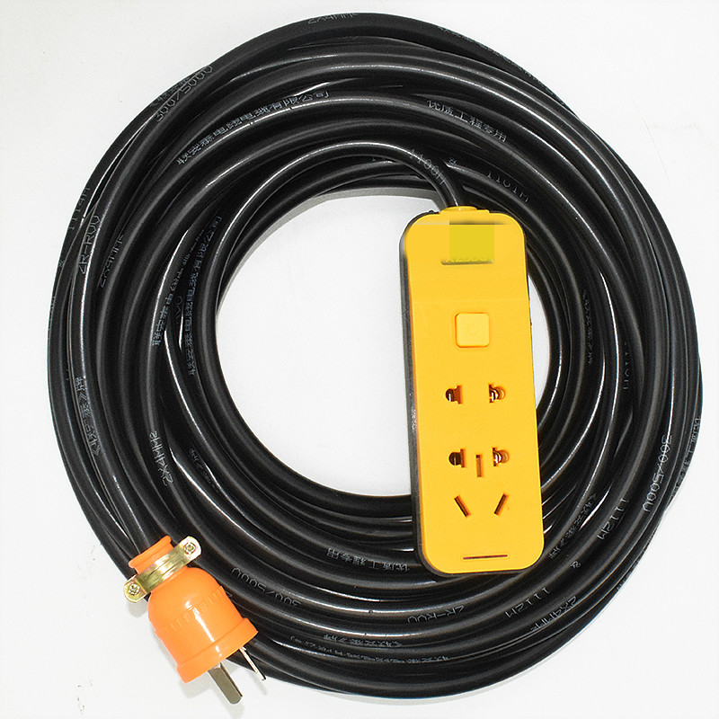 榆钦工地防水电动汽车充电源延长线 户外地拖插座 电瓶车排插接线板 2