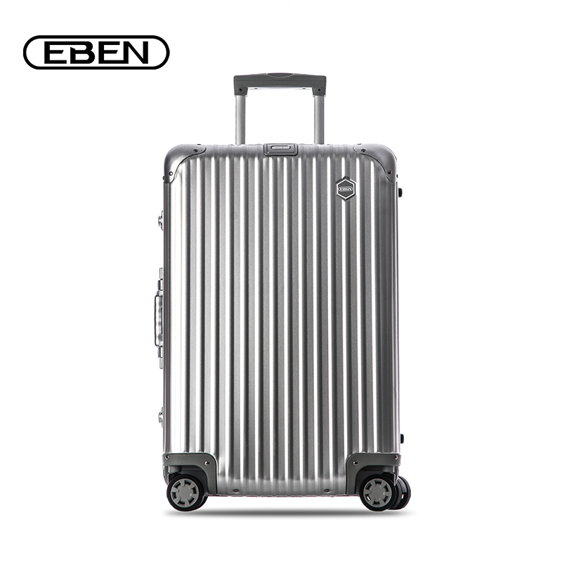 EBEN拉杆箱32英寸铝镁合金行李箱万向轮金属硬箱旅行箱 银色 需托运 出国长途