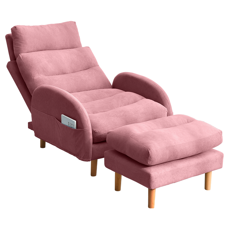 积木部落 懒人沙发卧室躺椅客厅休闲折叠单人沙发小户型阳台躺椅家用小沙发椅子 樱花粉沙发+脚踏(可拆洗)乳胶款