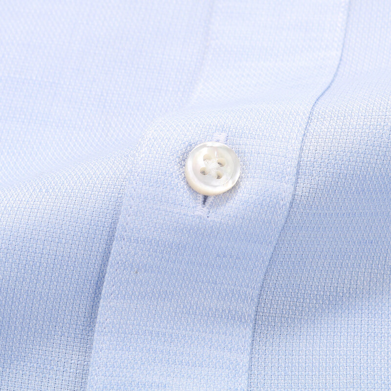 MAYOR男装 Albini高支棉麻面料商务休闲浅蓝短袖衬衫 浅蓝素色 38