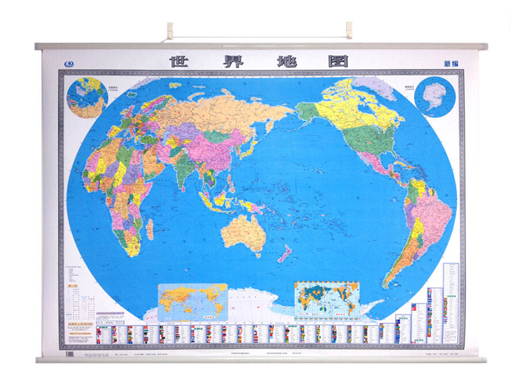 世界地图 世界全图 挂图 覆膜图 两全张 南极洲 穿杆 大比例尺 装饰