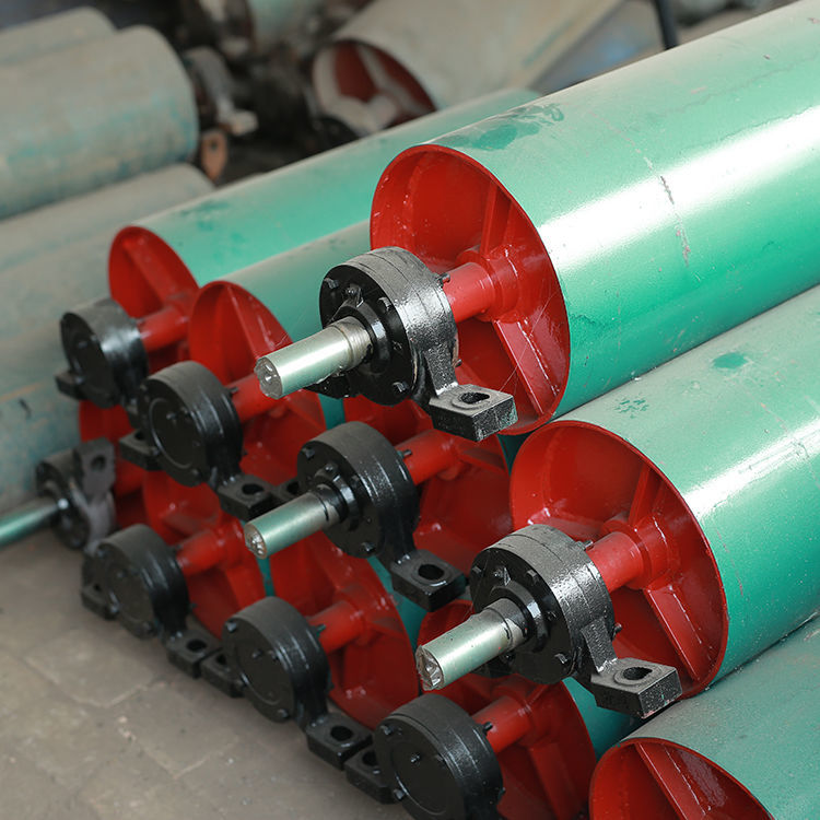 沃嘉输机输带滚筒无动力改向滚轮包胶缓冲摩擦重型轻型滚筒托辊 各种