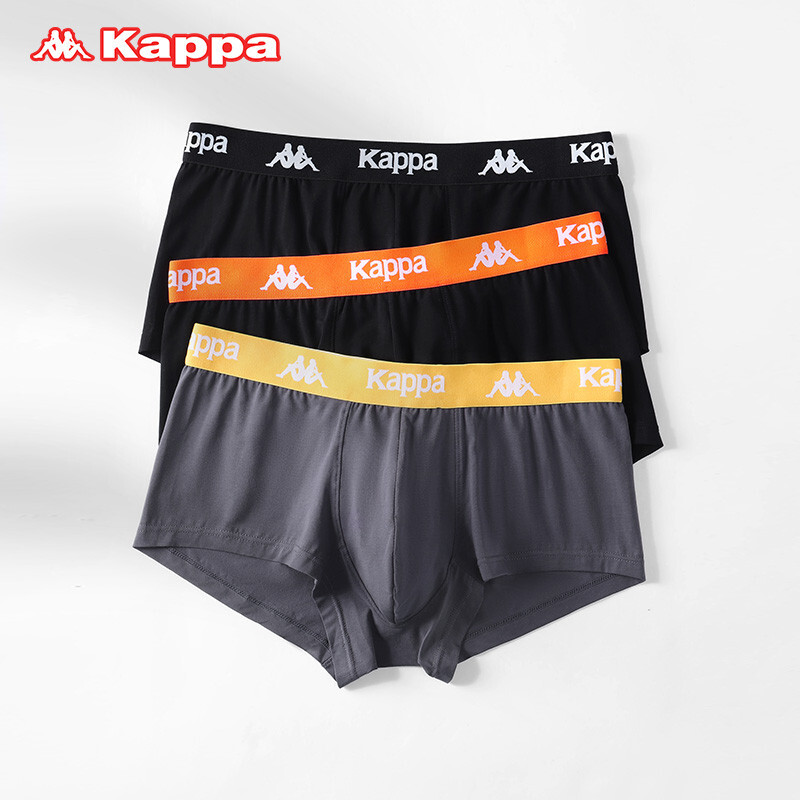 【3条装潮品】kappa卡帕男士内裤男平角裤四角裤80s柔滑棉舒适大码