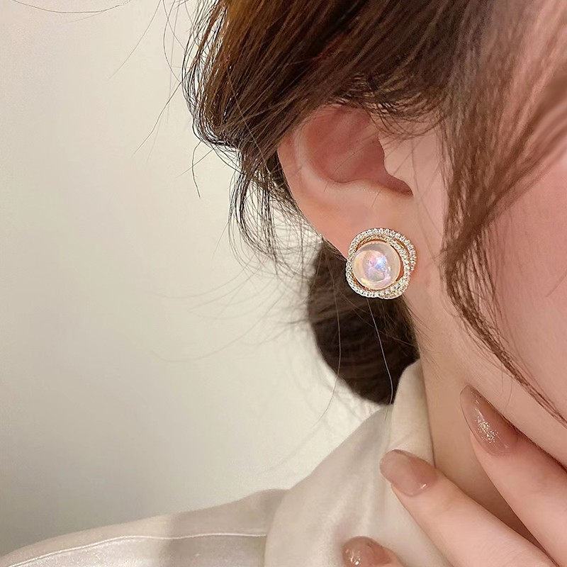 KRISTEN JUDI人鱼姬珍珠耳环女气质银针耳钉新款潮耳坠小众设计耳饰送女友老婆 珍珠金色耳环一对送女友老婆闺蜜