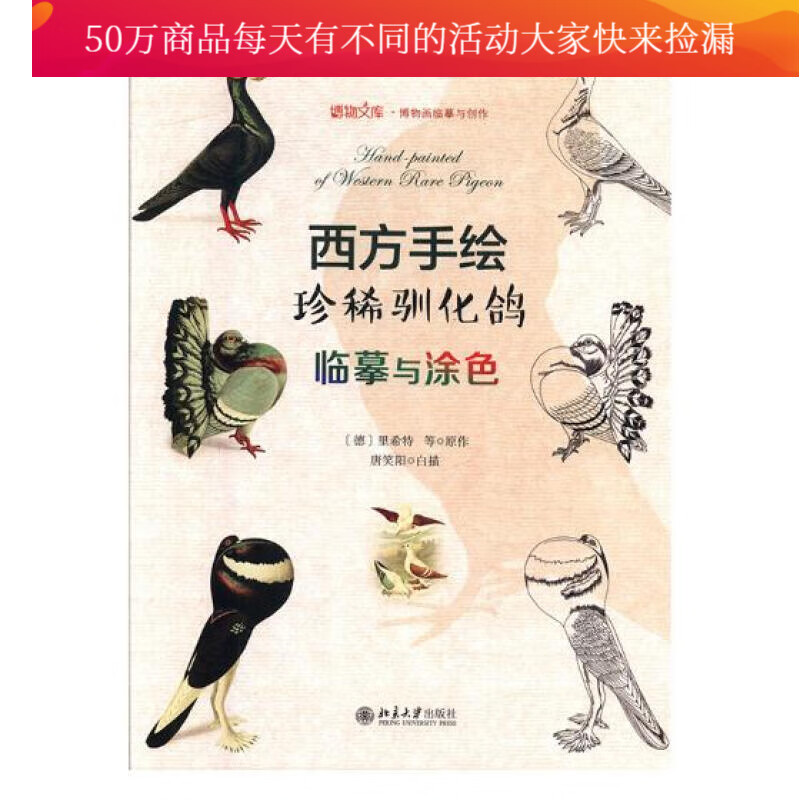 西方手绘珍稀驯化鸽：临摹与涂色 图书 科普读物 科普图鉴