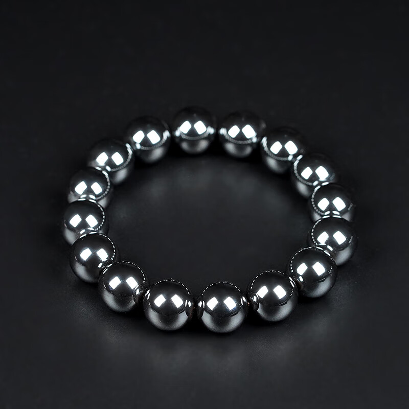 永赫天铁黑钻陨石手串黑陨石原石圆珠子宇宙高频磁性陨石手链 小款