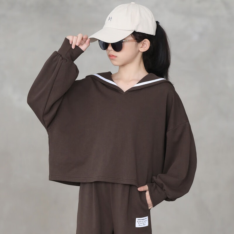 靓女街女童套装春秋款中大儿童衣服女孩卫衣长袖纯棉t恤宽松裤子两件