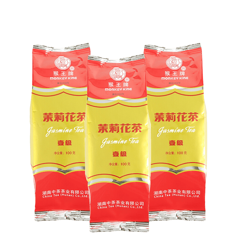 猴王牌 中粮中茶 一级茉莉花茶 浓香型茶叶散装袋装茗茶冷泡 一级花茶100g*3袋