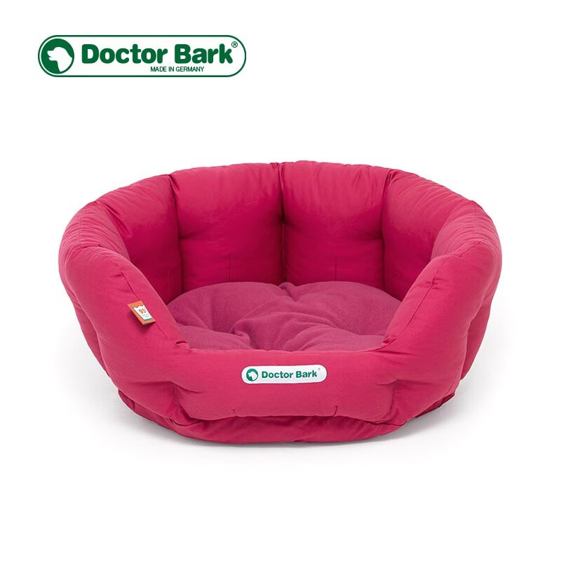 德国进口DoctorBark巴克医生犬用高背舒适窝垫（羊毛底垫）可机洗 桃红色 ca. 40x35x18cm 窝