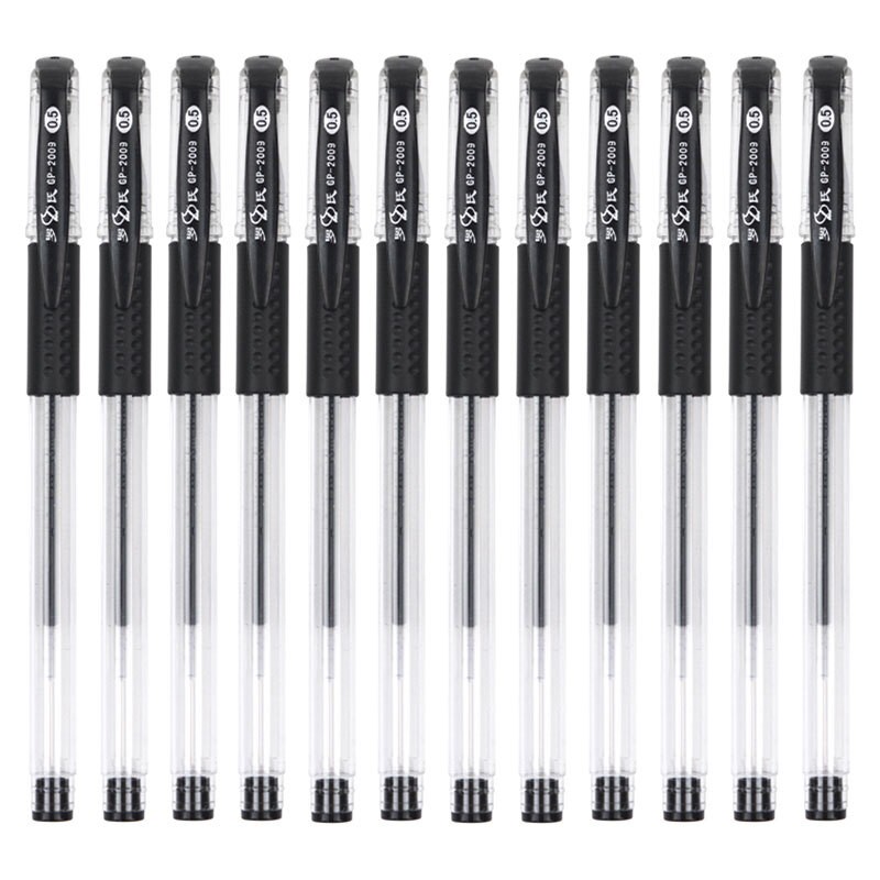 罗氏  0.5mm黑色中性笔 办公签字笔水笔 黑色36支/三盒