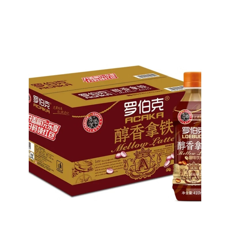 罗伯克醇香拿铁咖啡饮品 410ml*15瓶/箱 国产咖啡即饮饮料