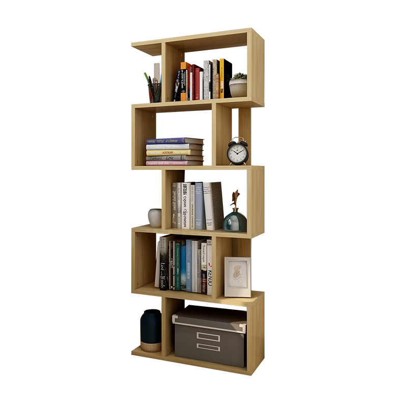 雅美乐 书架落地 简易简约组合板式木质客厅卧室书房阳台层架置物储物架子 五层 A款YSJ852