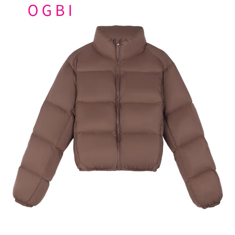 OGBI短款羽绒服女标准型肯豆风秋冬小个子美式美拉德面包服外套 咖色【羽绒版】 S