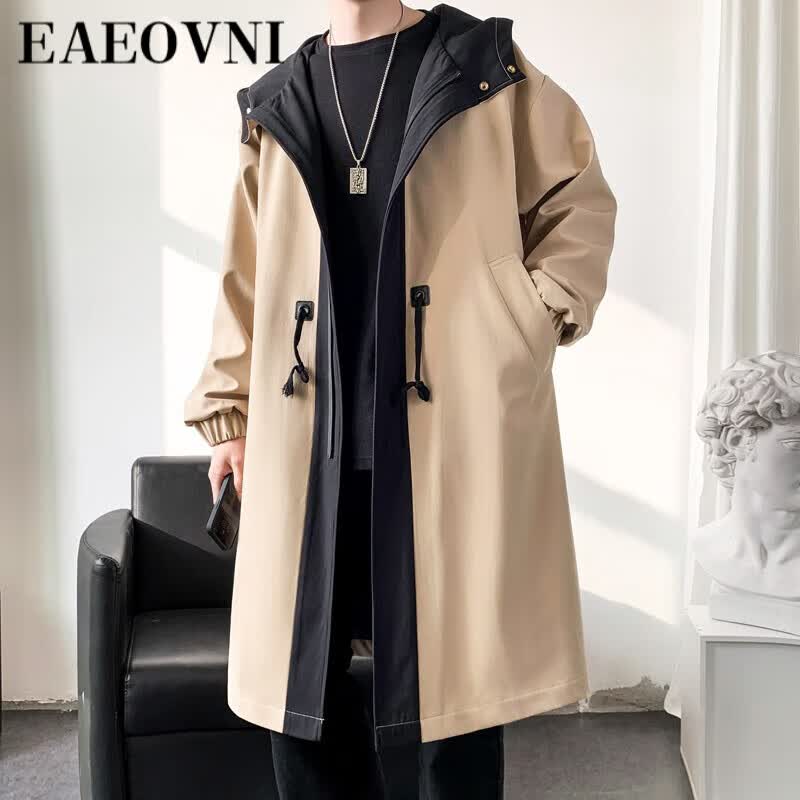 EAEOVNI2023秋冬新款风衣外套男中长款休闲加绒保暖高级感披风连帽男上衣 卡其色 M（110-130斤）使用感如何?