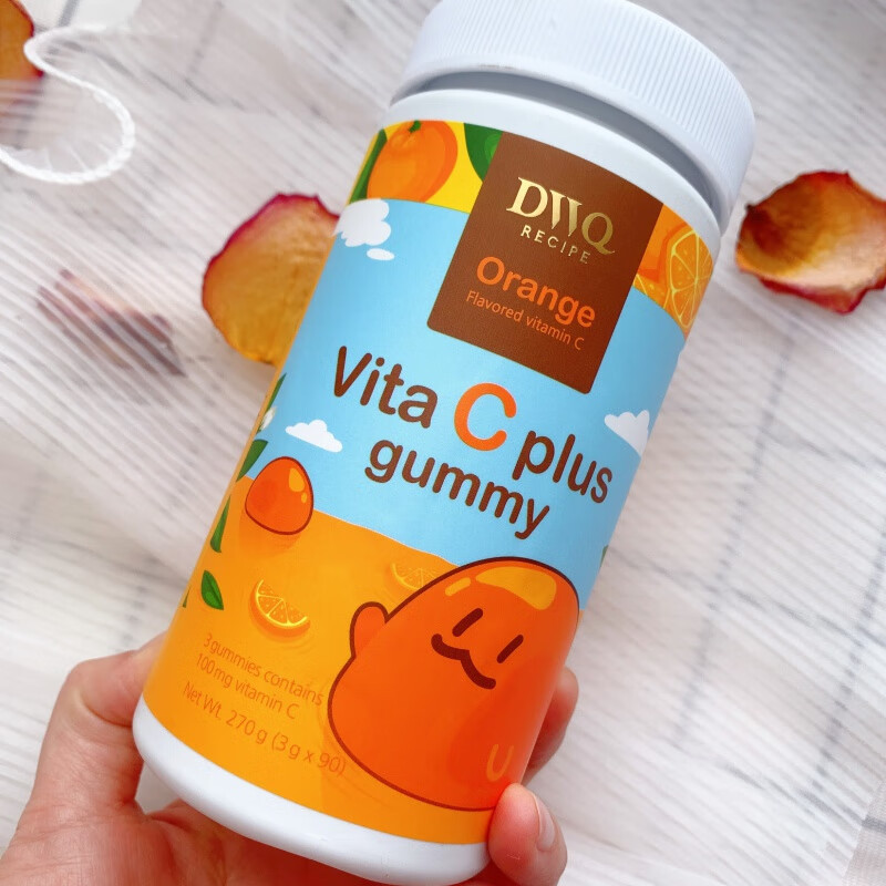 韩国dwq复合维生素c浓vc果汁软糖橙子味qq糖酸甜270g90粒 橙子味软糖*