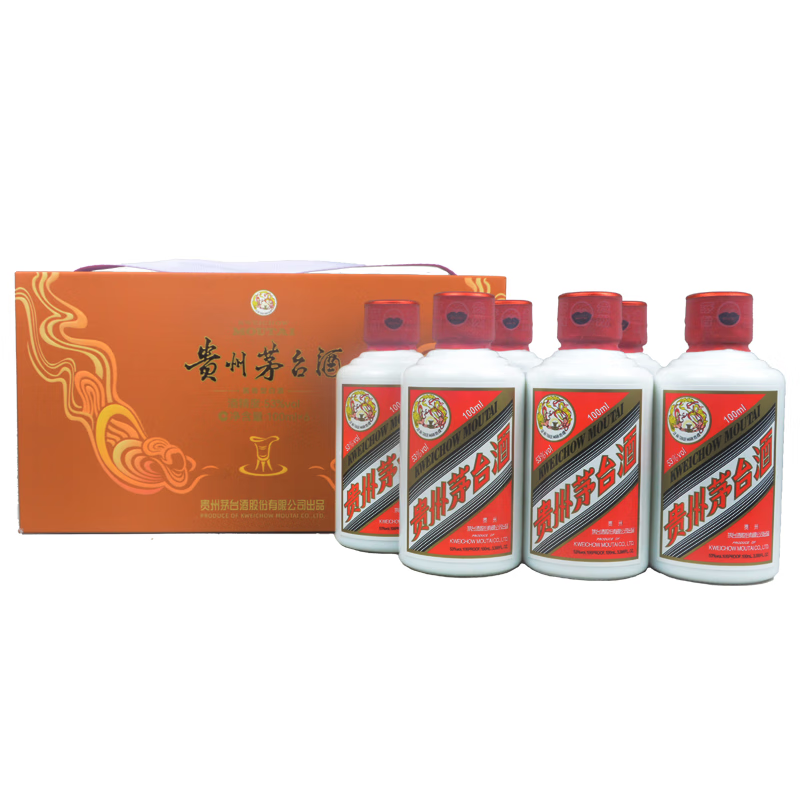 茅台(moutai)贵州茅台酒 53度飞天茅台 酱香型白酒 53度 100ml 6瓶