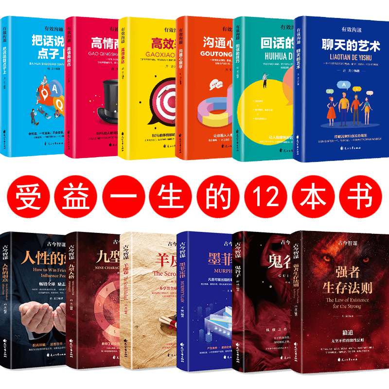 正版12册 鬼谷子 人性的弱点 羊皮卷 九型人格 方与圆 狼道 墨菲定律 情商励志成功学书