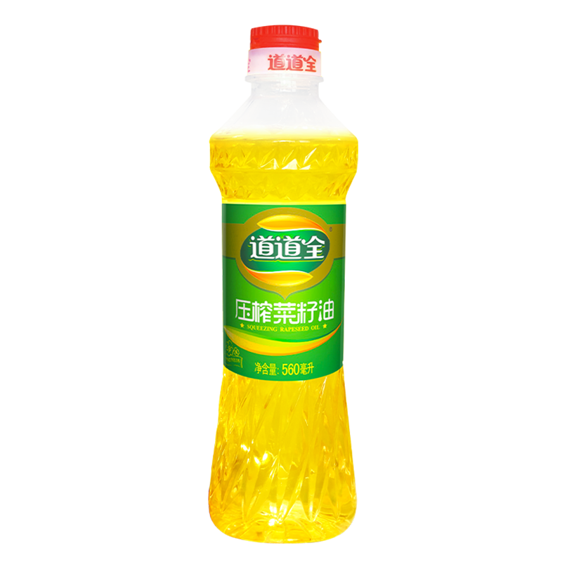 道道全壓榨菜籽油560ml*1瓶（體驗裝）自然清新食用油