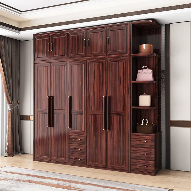 半个柠檬广东佛山家具乌金木实木衣柜新中式卧室大衣橱家用储物柜全