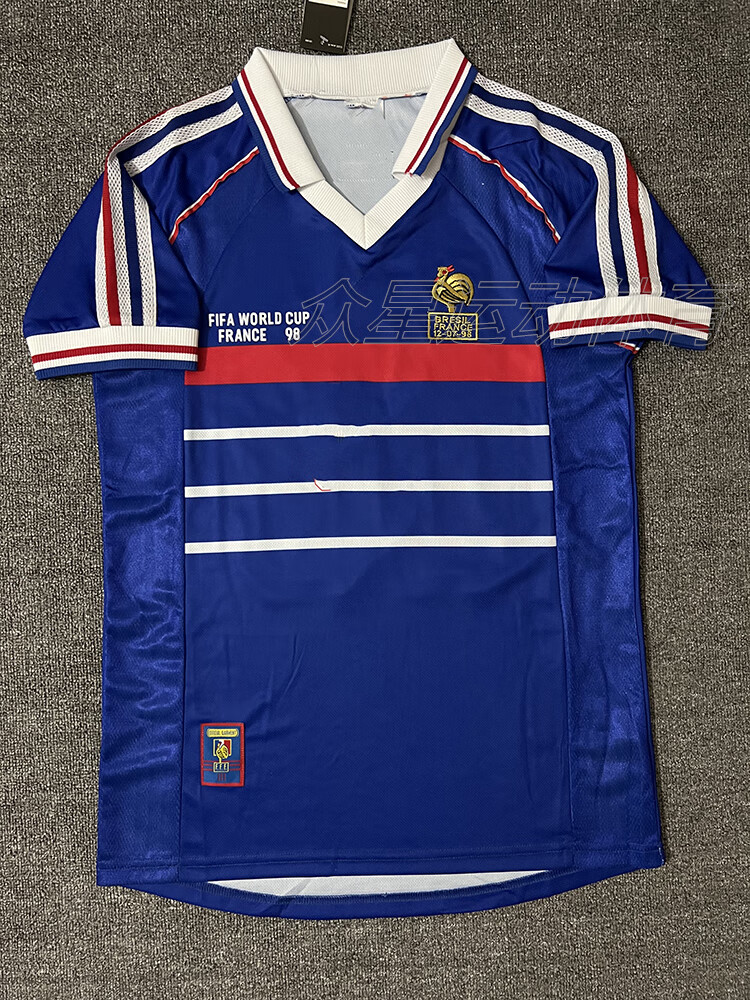 玖声98法国球衣主场10号齐达内复古足球服1998世界杯7号德尚长袖 短袖