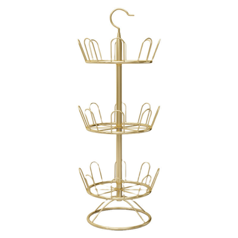 人文成家 鞋架阳台简约落地可旋转晾鞋架旋转架多功能收纳鞋袜架子多层晾鞋神器鞋架 【一层】金色