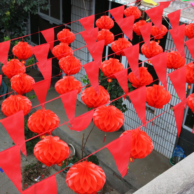 拉旗结婚院子吊旗幼儿园彩带拉花装扮开业庆典挂饰彩带红旗工地布置