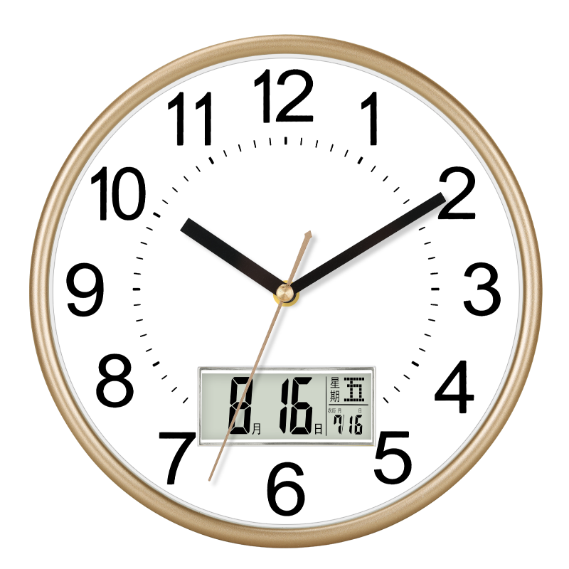 康巴丝（COMPAS）挂钟3221B金色（日历款）-保持时间准确的居家精选