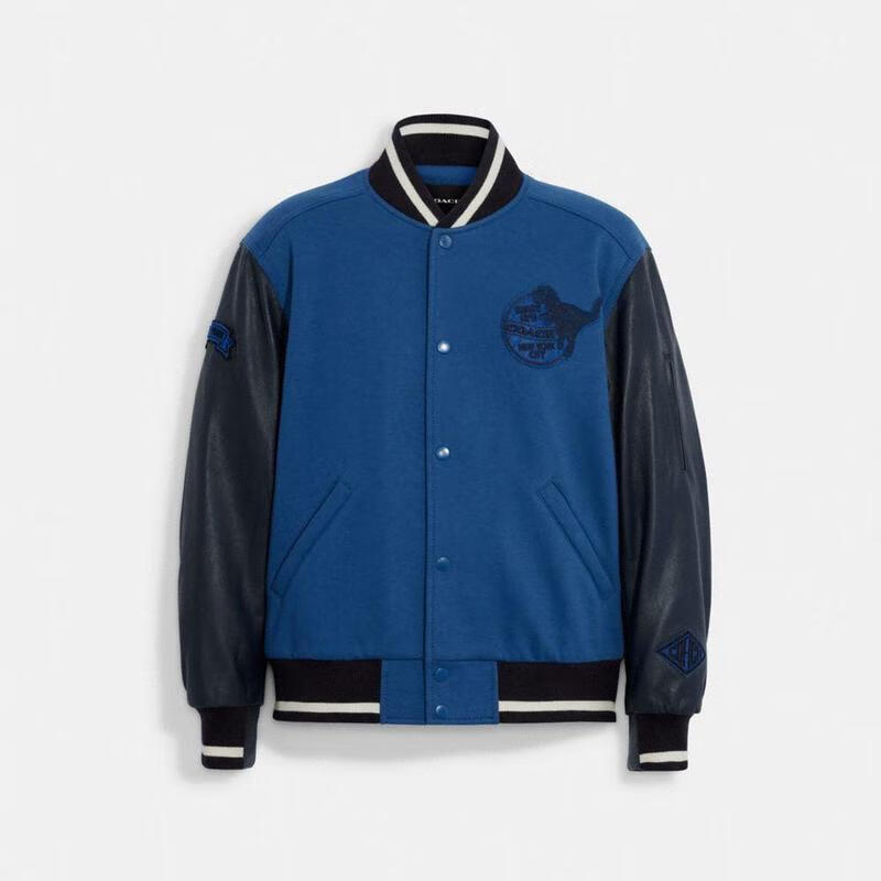 coach蔻驰男士varsity 时尚拼色舒适保暖棒球服外套 true blue multi